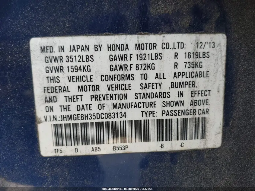 2013 HONDA FIT  