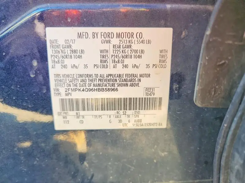 2017 FORD EDGE SE  