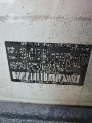 2017 SUBARU OUTBACK 2.5I PREMIUM  