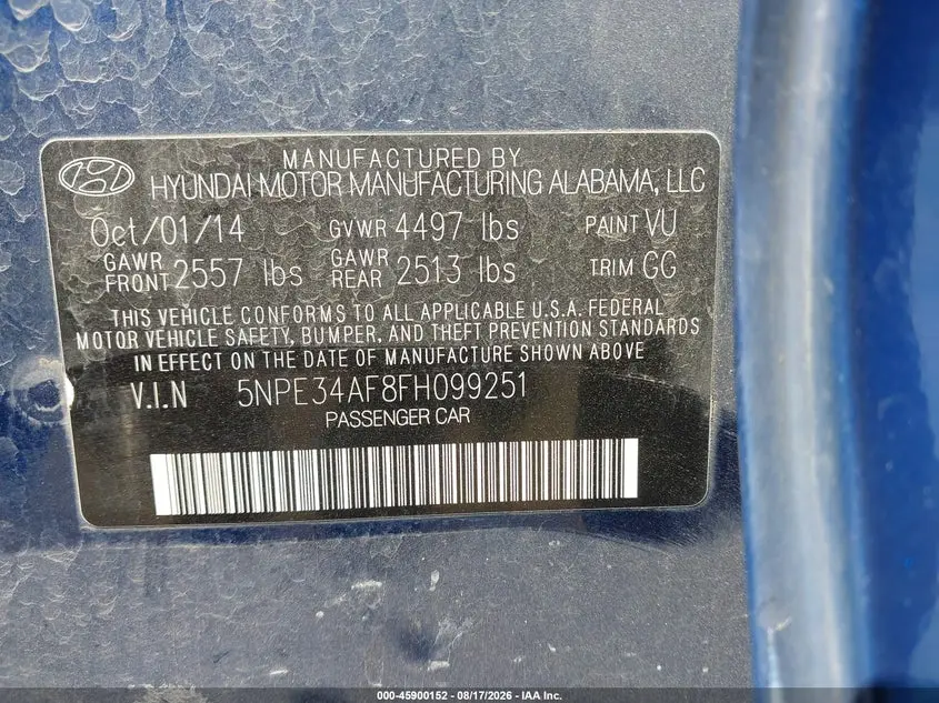 2015 HYUNDAI SONATA LIMITED