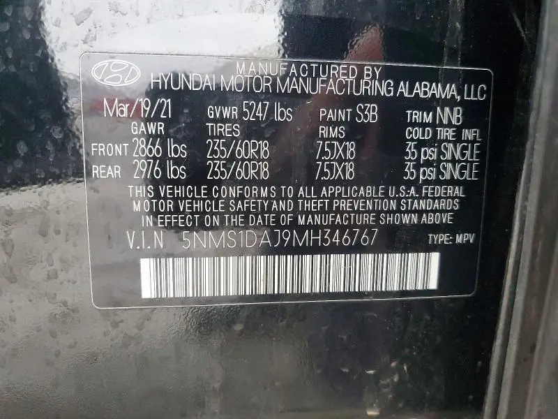 2021 HYUNDAI SANTA FE SE  