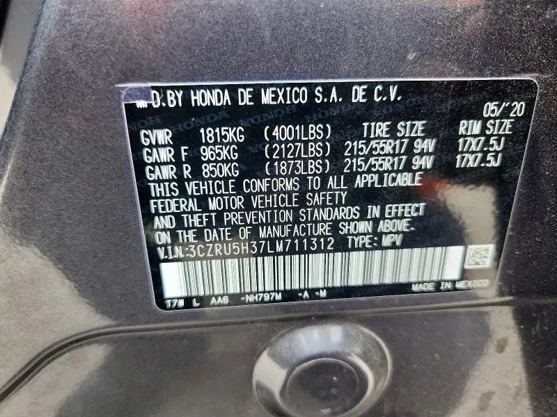 2020 HONDA HR-V LX  