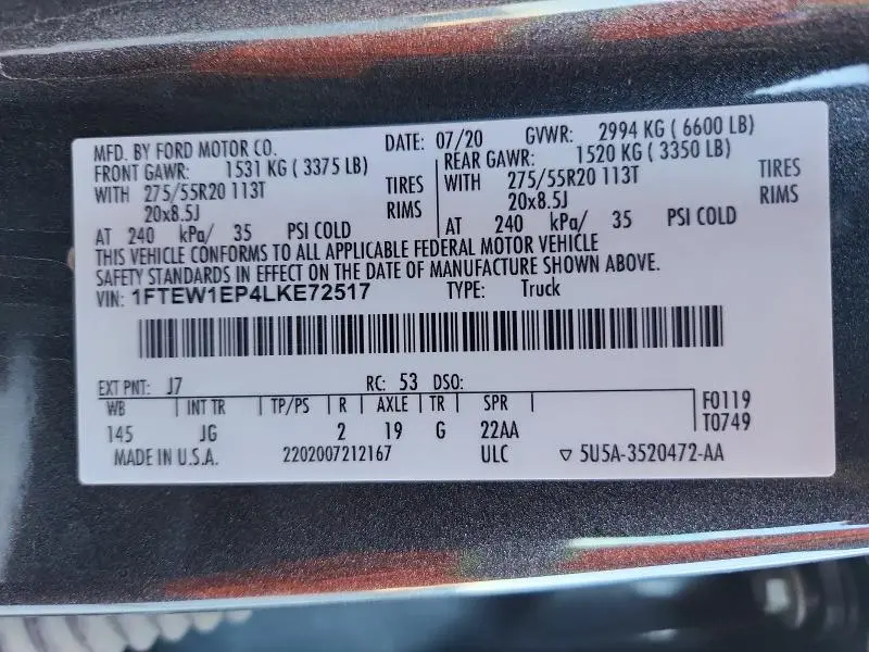 2020 FORD F150 SUPERCREW  