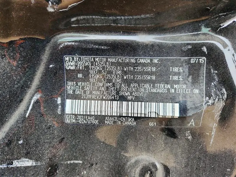 2015 TOYOTA RAV4 LIMITED  