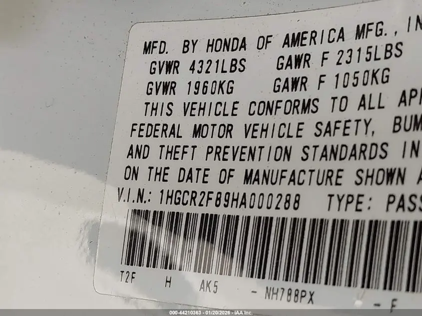 2017 HONDA ACCORD EX-L