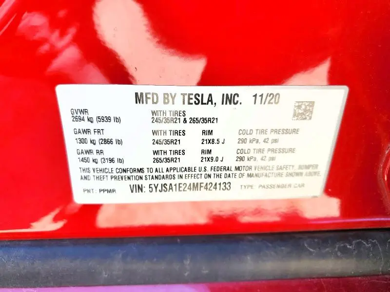 2021 TESLA MODEL S   
