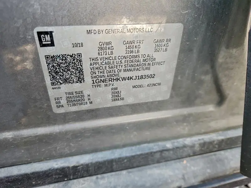 2019 CHEVROLET TRAVERSE LT  