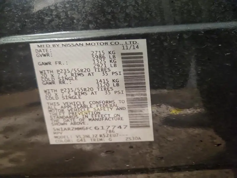 2015 NISSAN PATHFINDER S  