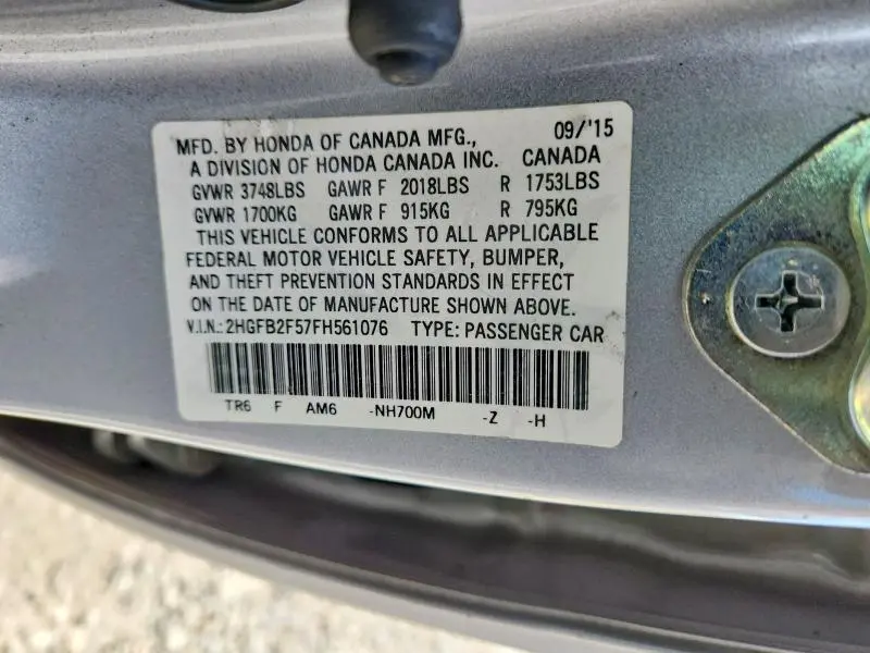 2015 HONDA CIVIC LX  