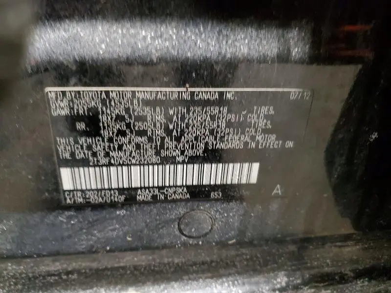 2012 TOYOTA RAV4 SPORT  