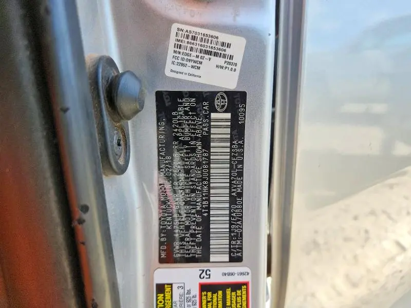 2018 TOYOTA CAMRY SE  