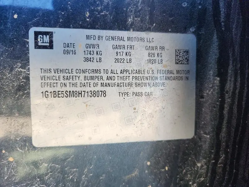 2017 CHEVROLET CRUZE LT  