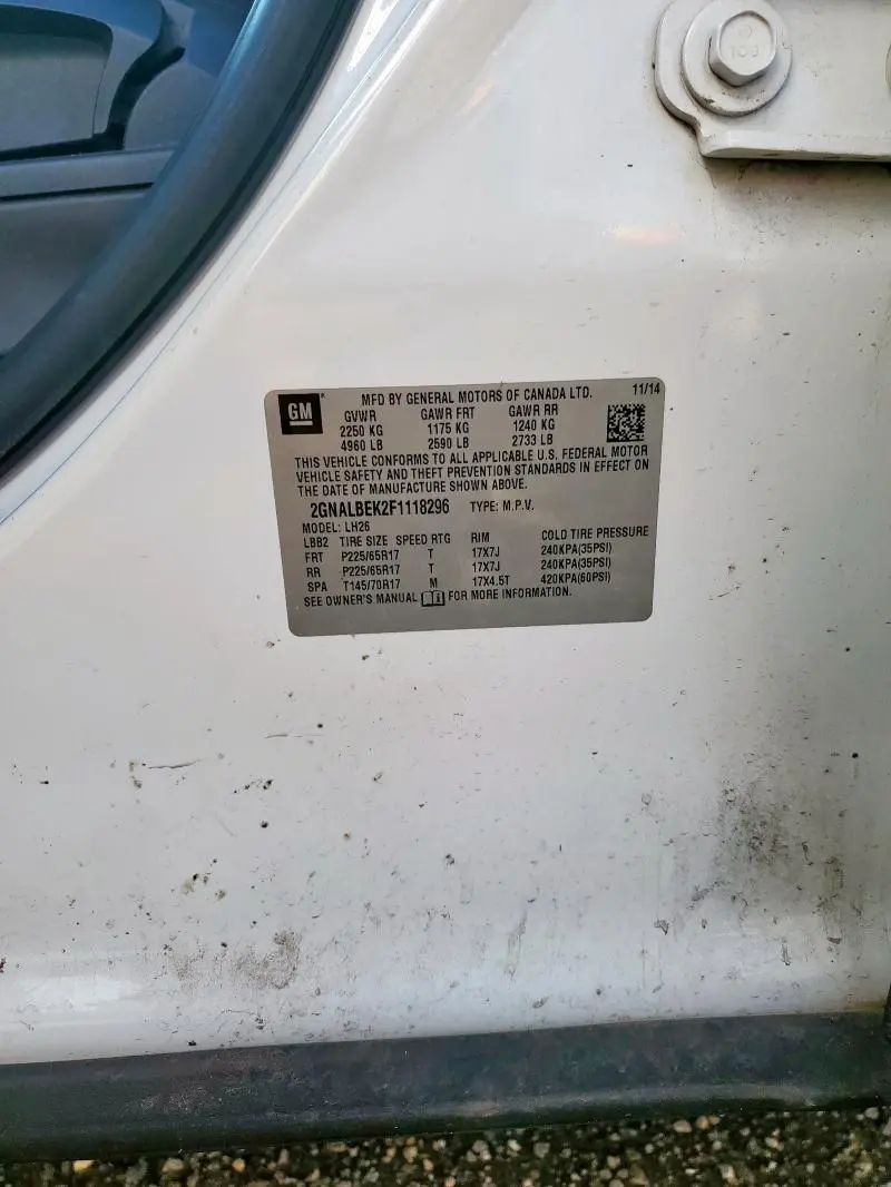 2015 CHEVROLET EQUINOX LT  