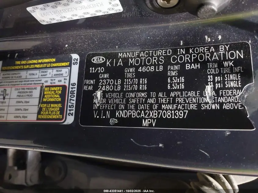 2011 KIA SPORTAGE LX