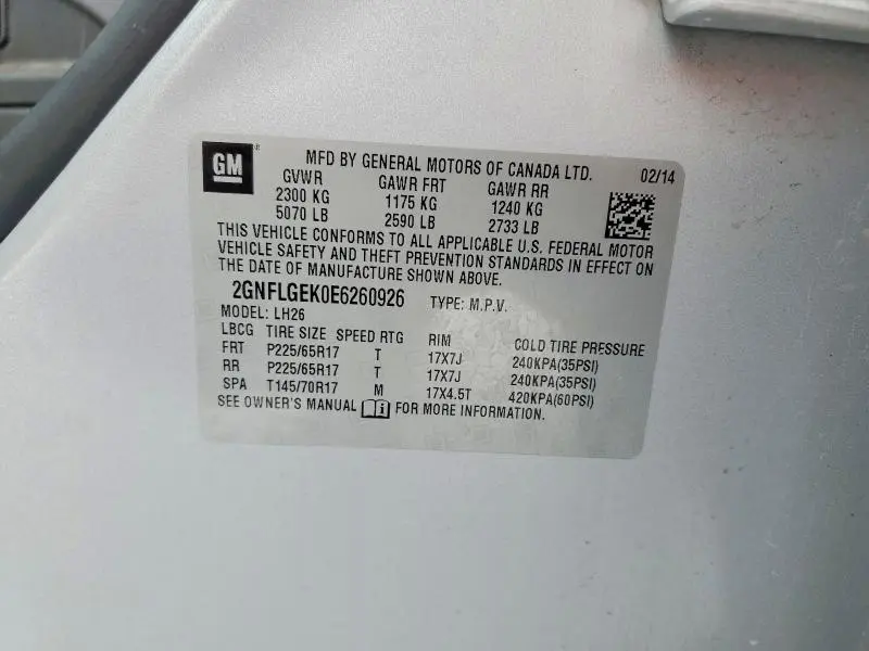 2014 CHEVROLET EQUINOX LT  