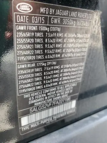 2015 LAND ROVER RANGE ROVER HSE  