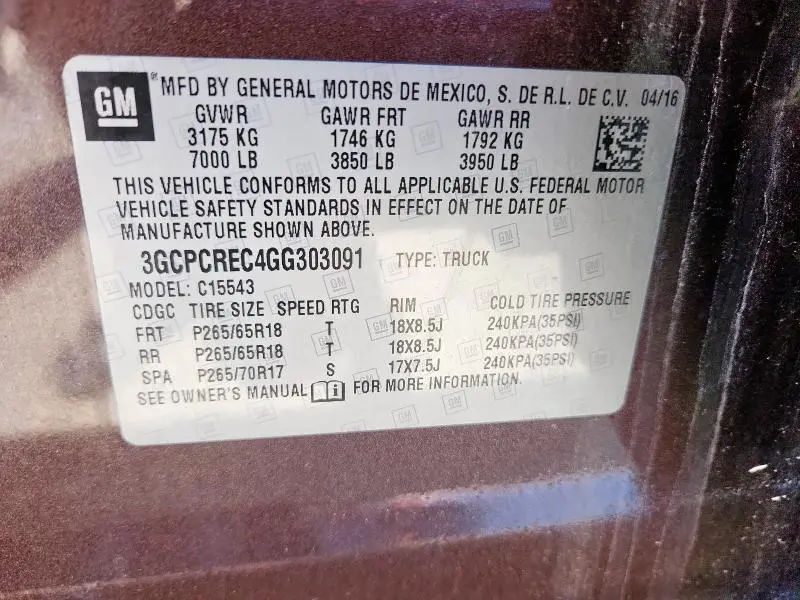 2016 CHEVROLET SILVERADO C1500 LT