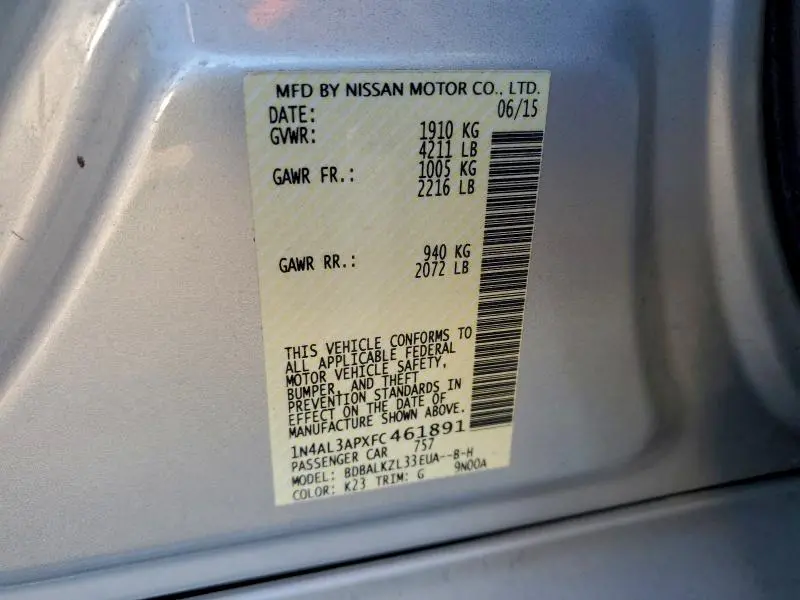 2015 NISSAN ALTIMA 2.5  