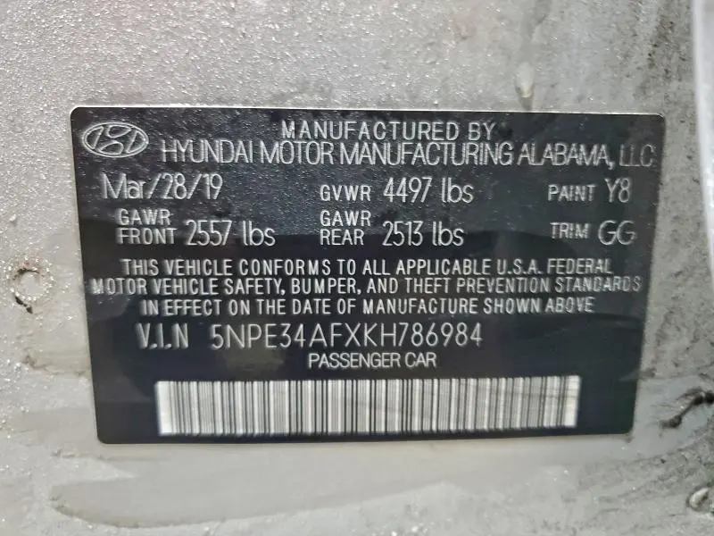 2019 HYUNDAI SONATA LIMITED  