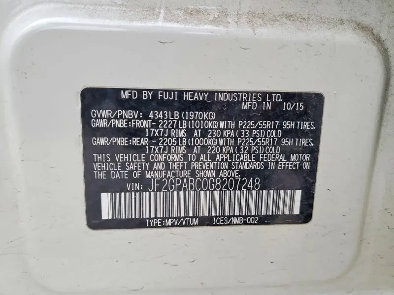 2016 SUBARU CROSSTREK PREMIUM  