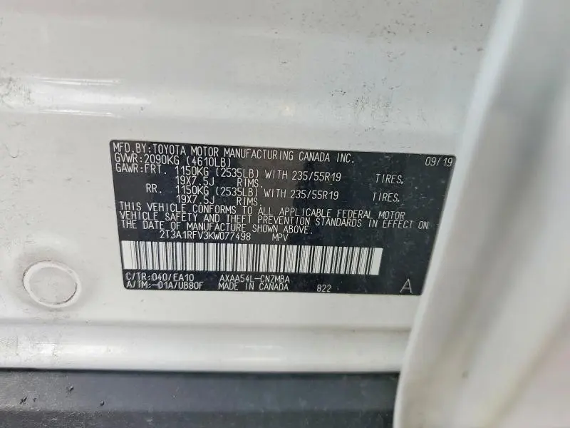 2019 TOYOTA RAV4 XLE PREMIUM  