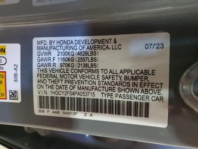 2023 HONDA ACCORD HYBRID SPORT  