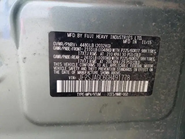 2016 SUBARU FORESTER 2.5I PREMIUM