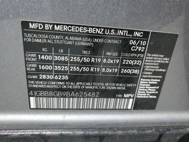 2011 MERCEDES-BENZ ML 350 4MATIC  