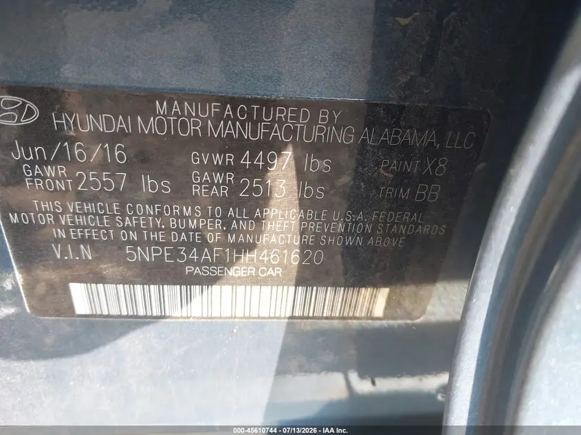 2017 HYUNDAI SONATA LIMITED