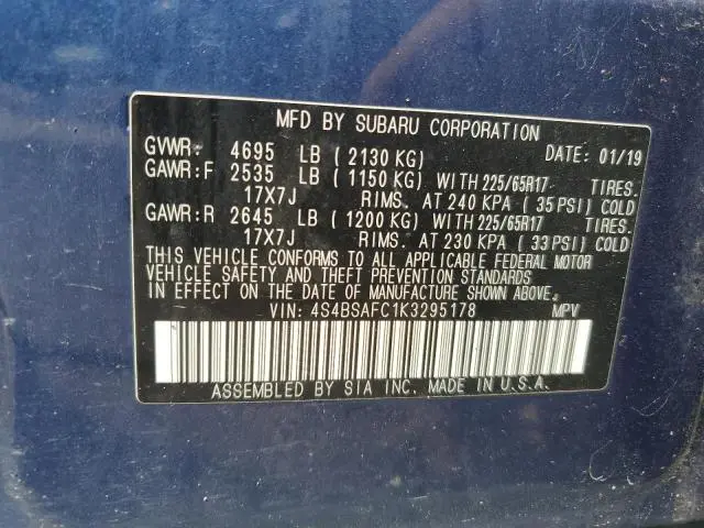 2019 SUBARU OUTBACK 2.5I PREMIUM  