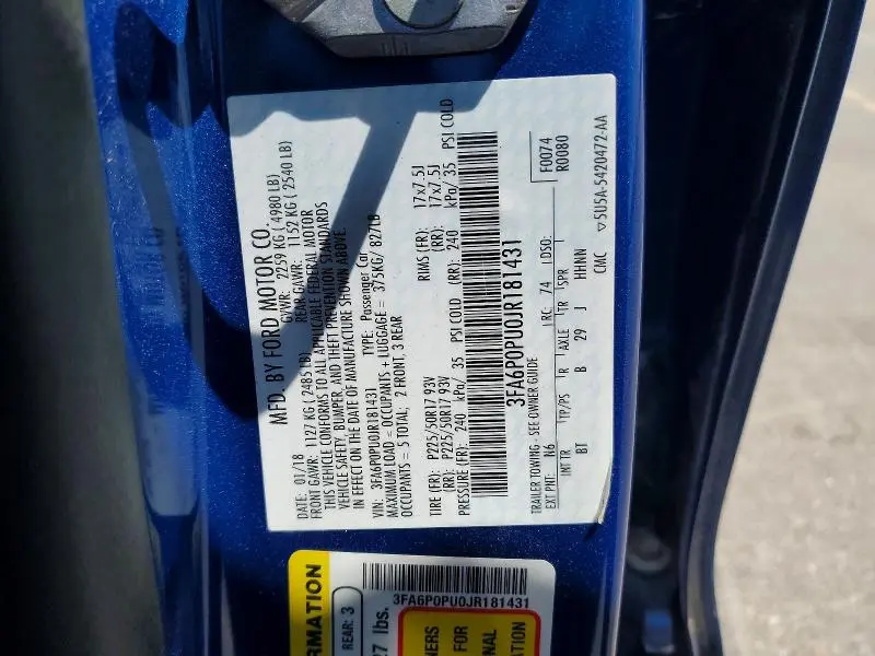 2018 FORD FUSION SE PHEV  