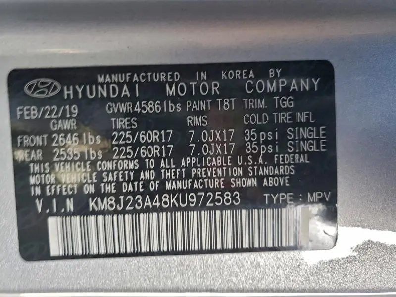 2019 HYUNDAI TUCSON SE  