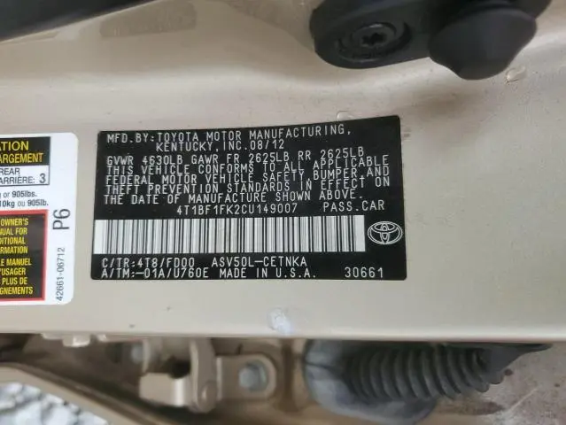 2012 TOYOTA CAMRY BASE  
