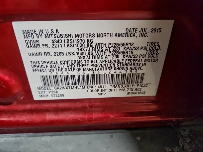 2015 MITSUBISHI OUTLANDER SPORT ES  