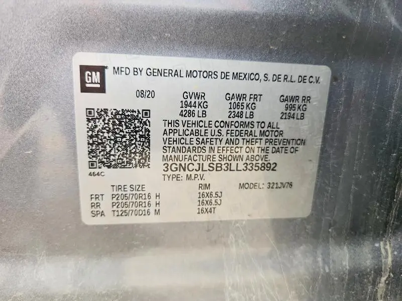 2020 CHEVROLET TRAX 1LT  