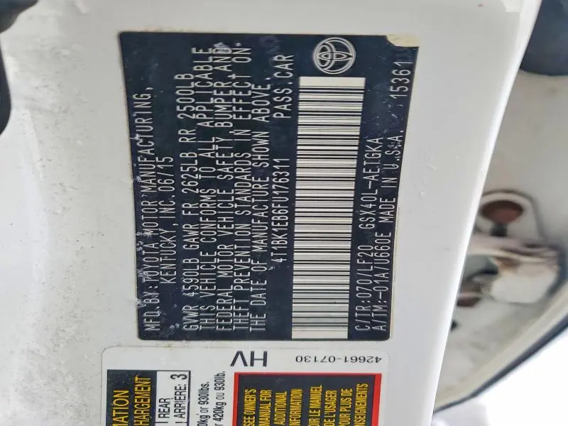 2015 TOYOTA AVALON XLE  