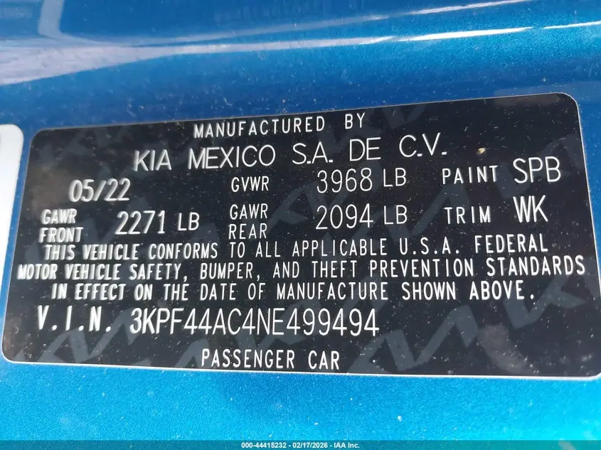 2022 KIA FORTE GT
