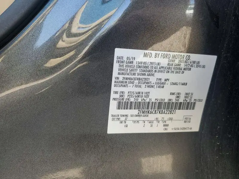 2019 FORD FLEX SEL  