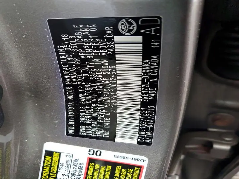 2018 TOYOTA COROLLA LE  