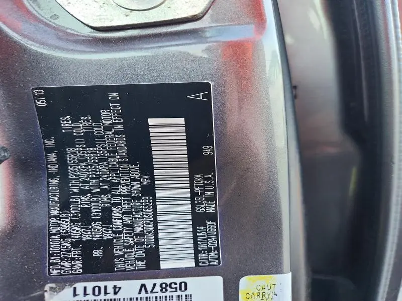 2013 TOYOTA SIENNA XLE 7-PASSENGER  