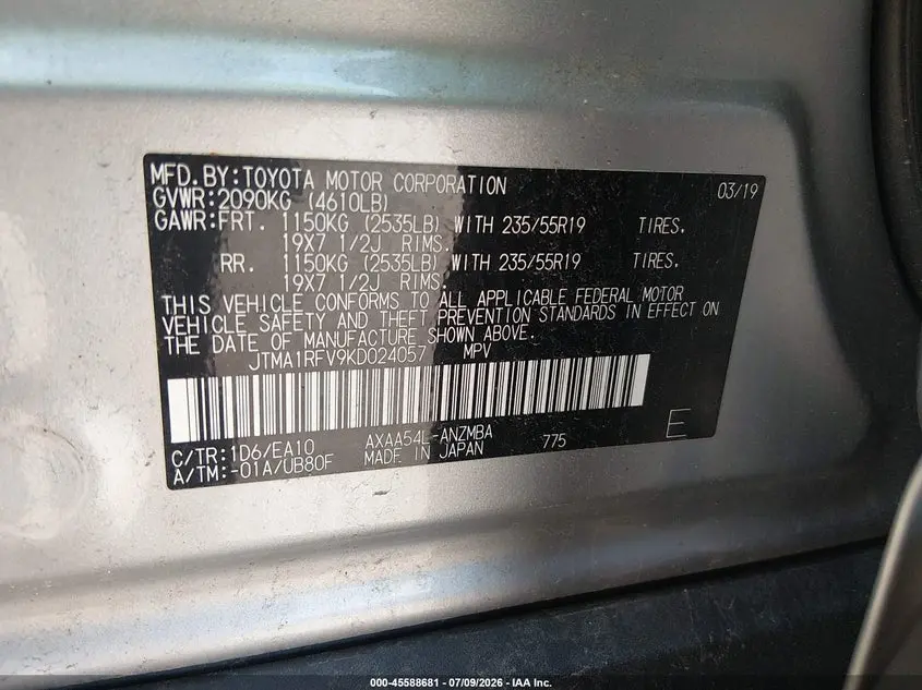 2019 TOYOTA RAV4 XLE PREMIUM