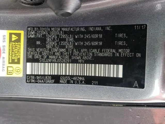 2018 TOYOTA HIGHLANDER SE  