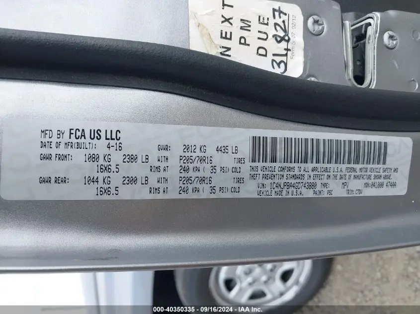 2016 JEEP PATRIOT SPORT