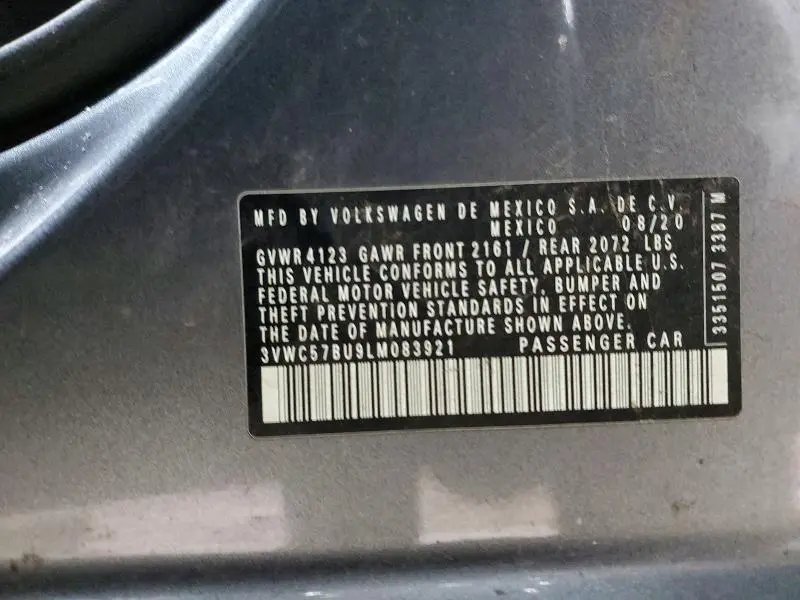 2020 VOLKSWAGEN JETTA S  