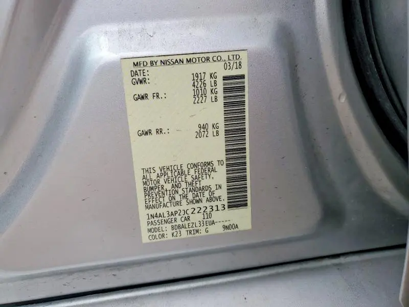 2018 NISSAN ALTIMA 2.5 S  