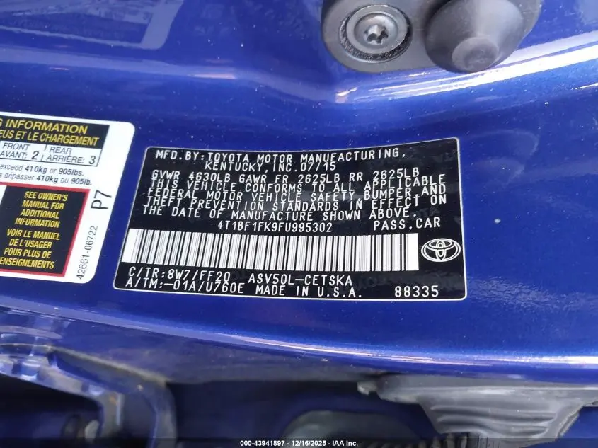 2015 TOYOTA CAMRY SE