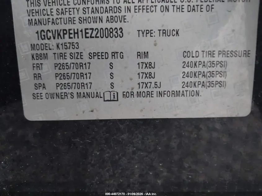 2014 CHEVROLET SILVERADO 1500 WORK TRUCK 1WT