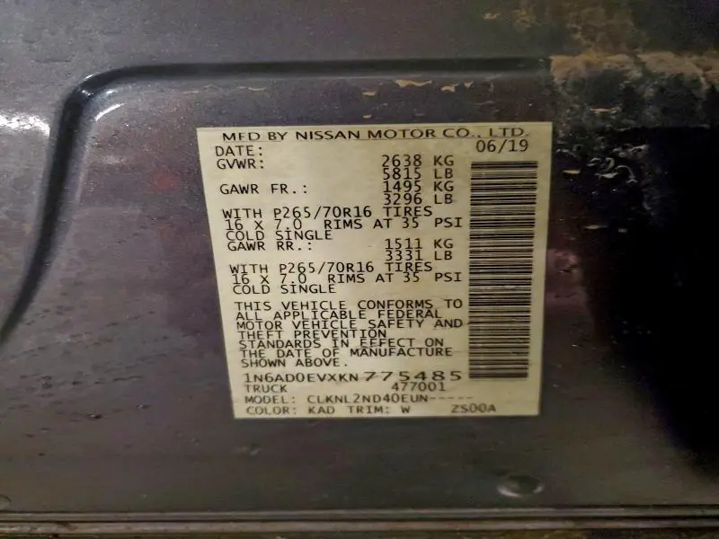 2019 NISSAN FRONTIER S  