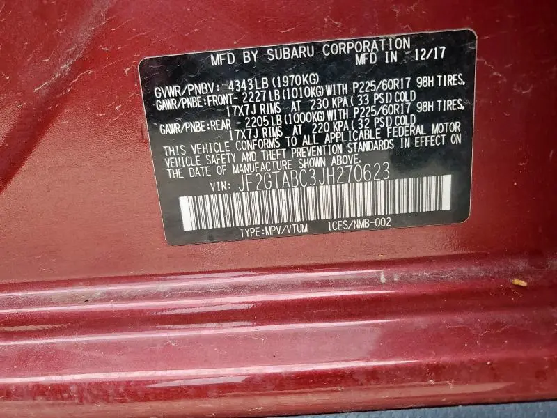 2018 SUBARU CROSSTREK PREMIUM  
