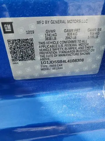 2020 CHEVROLET SONIC LT  